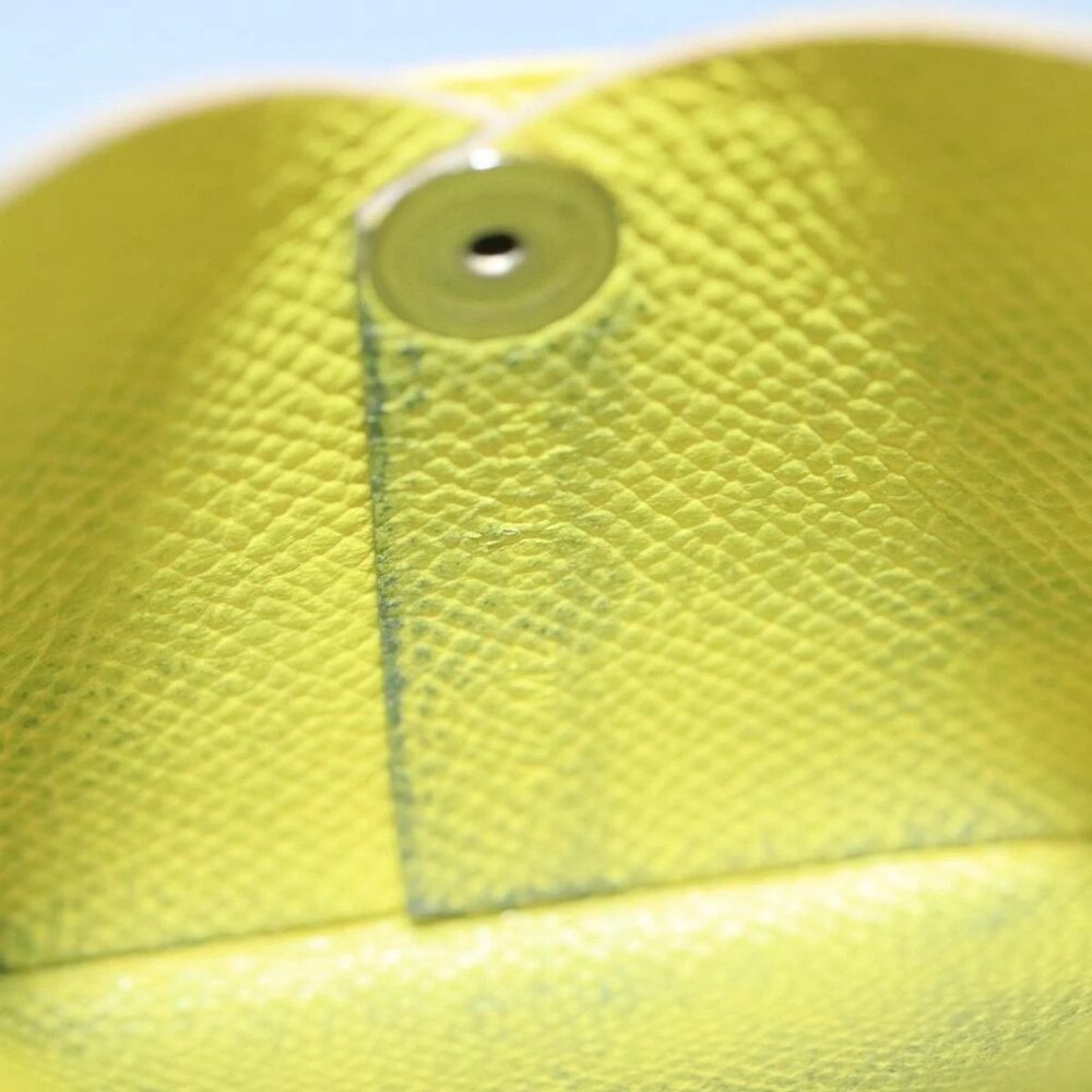 HERMES Bastia Coin Purse Leather Yellow Silver Auth ar12907 - Picture 13 of 16